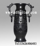 龙面瓶-龙山黑陶、黑陶工艺品 、黑陶纪念品