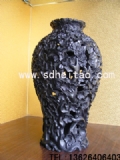 高浮雕梅瓶-精品黑陶-中国龙山黑陶艺术
