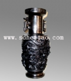 浮雕双龙戏珠瓶-中国黑陶艺术-黑陶厂家