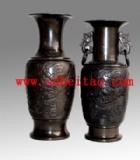 浅浮雕龙瓶和双耳浅浮雕龙瓶-中国龙山黑陶-济南特产-商务礼品