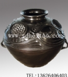 双耳陶罐-中国龙山文化-黑陶工艺精品