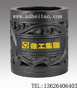 黑陶笔筒定做-黑陶纪念品-公司文化礼品
