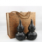 黑陶对宝葫芦瓶-办公商务礼品-黑陶工艺摆件